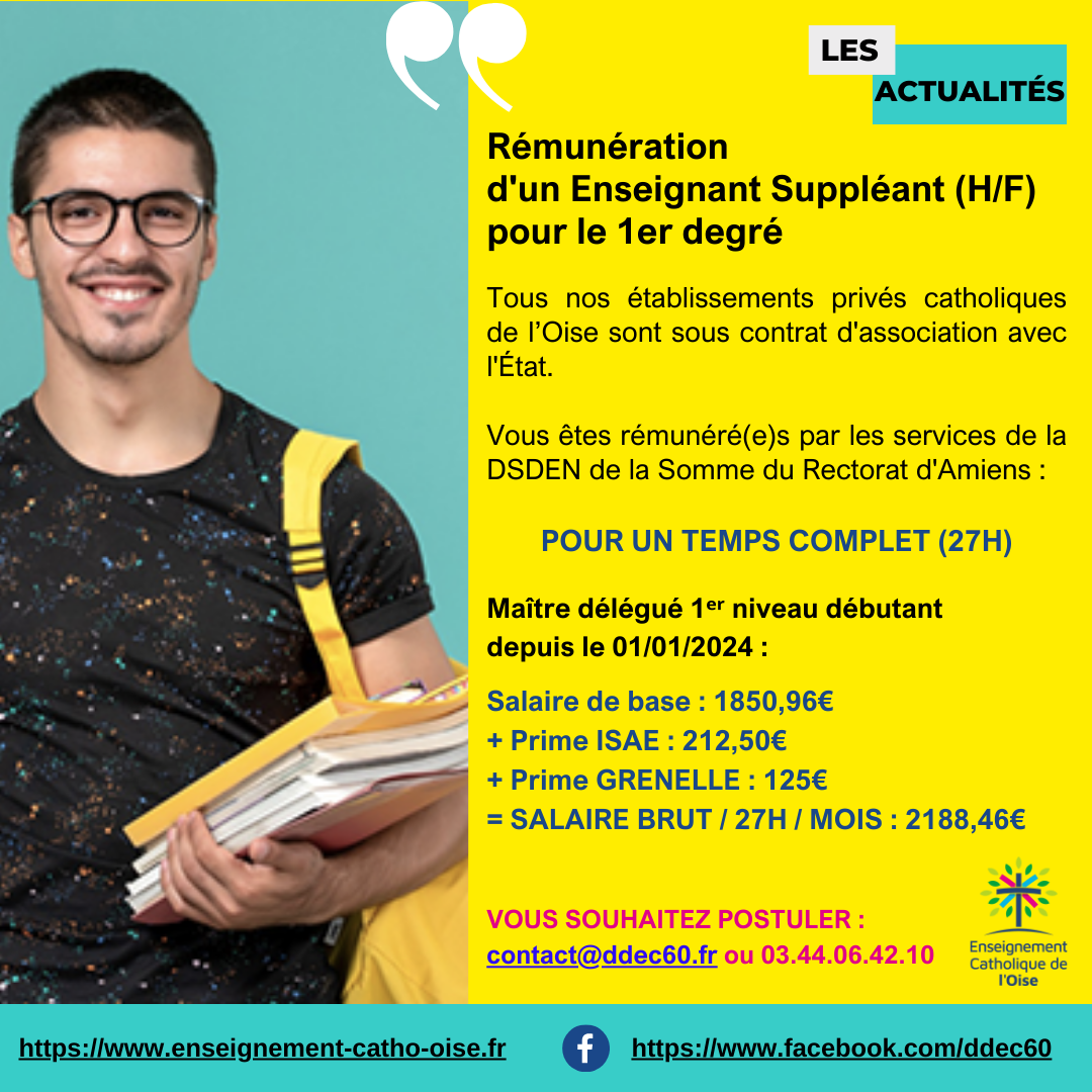 2024 01 01 Rémunération dun Professeur Suppléante 1er degré